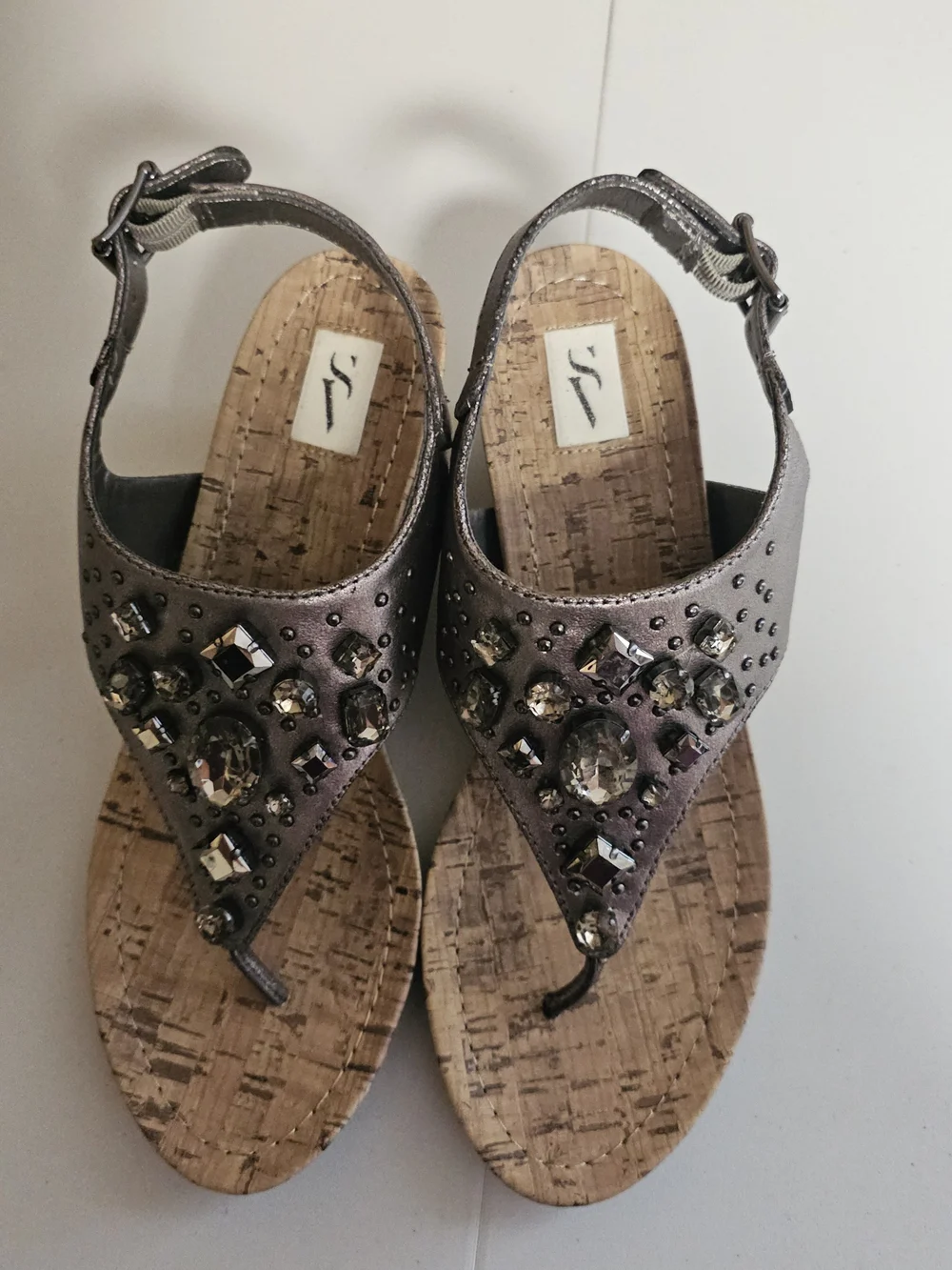 Simply Vera Vera Wang Bronze Embellished Wedge Sandals Size 7